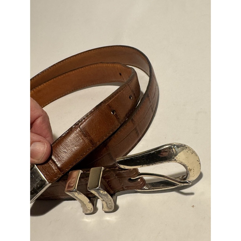 Onyx By Brighton Western Belt Men's 42 Brown Alligator Print Leather Buckle